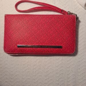 STEVE MADDEN Red Zip Around Wristlet Wallet
